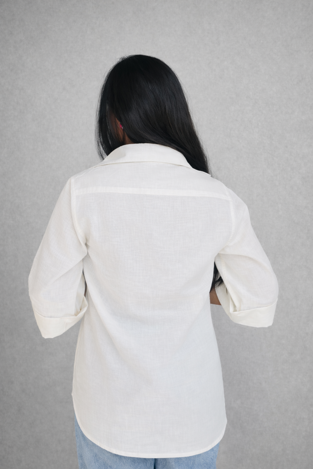 Heart Muse - Hand Embroidered Linen Blend Shirt (White)